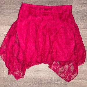 Fashion Nova Lace Mini Skirt in Bold Pink